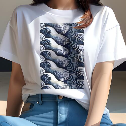 Tシャツ レディース 犬ファン 半袖 春夏 犬柄 プリント カジュアル かわいい 人間用 個性派 ここだけのデザイン 面白 波模様 和柄 海