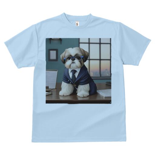 シーズー Tシャツ メンズ キッズ 犬ファン 半袖 春夏 犬柄 プリント カジュアル かわいい 人間用 個性派 ここだけのデザイン 面白 スーツ シーズー 眼鏡 ネクタイ オフィス