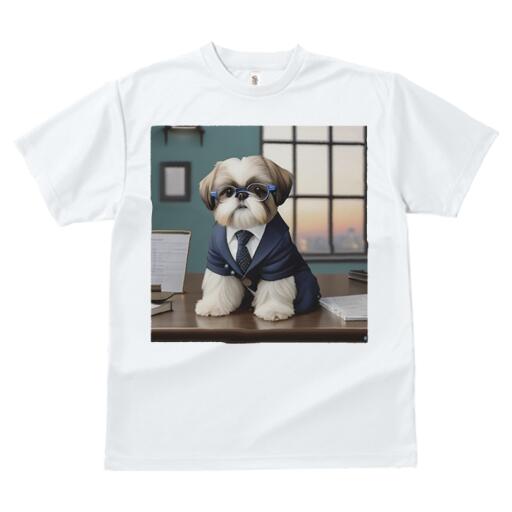 シーズー Tシャツ メンズ キッズ 犬ファン 半袖 春夏 犬柄 プリント カジュアル かわいい 人間用 個性派 ここだけのデザイン 面白 スーツ シーズー 眼鏡 ネクタイ オフィス