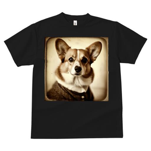 コーギー Tシャツ メンズ キッズ 犬ファン 半袖 春夏 犬柄 プリント カジュアル かわいい 人間用 個性派 ここだけのデザイン 面白 レトロ コーギー ヴィンテージ アンティーク