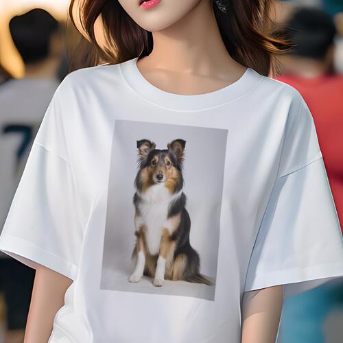シェットランドシープドッグ Tシャツ レディース 犬ファン 半袖 春夏 犬柄 プリント カジュアル かわいい 人間用 個性派 ここだけのデザイン 面白 シェットランドシープドッグ