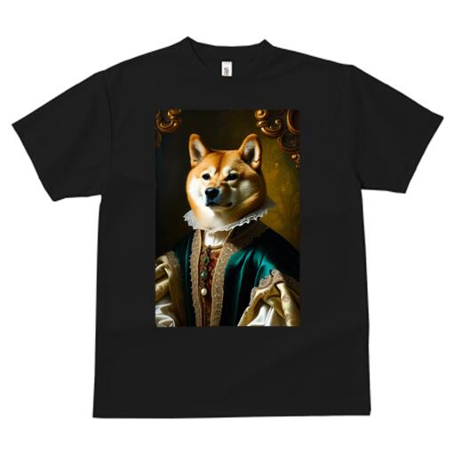柴犬 Tシャツ メンズ キッズ 犬ファン 半袖 春夏 犬柄 プリント カジュアル かわいい 人間用 個性派 ここだけのデザイン 面白 肖像画 柴犬 ルネサンス 王侯貴族 ドレス