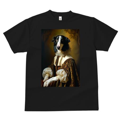 ボルゾイ Tシャツ メンズ キッズ 犬ファン 半袖 春夏 犬柄 プリント カジュアル かわいい 人間用 個性派 ここだけのデザイン 面白 ルネサンス ボルゾイ 宮廷衣装 肖像画 アンティーク