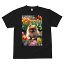 ポメラニアン Tシャツ メンズ キッズ 犬ファン 半袖 春夏 犬柄 プリント カジュアル かわいい 人間用 個性派 ここだけのデザイン 面白 チューリップ ポメラニアン 花