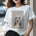 バセットアルテジアンノルマン Tシャツ レディース 犬ファン 半袖 春夏 犬柄 プリント カジュアル かわいい 人間用 個性派 ここだけのデザイン 面白 メガネ...