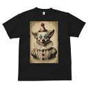 Tシャツ メンズ キッズ 犬ファン 半袖 春夏 犬柄 プリント カジュアル かわいい 人間用 個性派 ここだけのデザイン 面白 ピエロ サーカス 衣装 メイクアップ 帽子