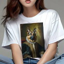 ジャーマンシェパード Tシャツ レディース 犬ファン 半袖 春夏 犬柄 プリント カジュアル かわいい 人間用 個性派 ここだけのデザイン 面白 王室 ジャーマンシェパード 王 王冠 肖像画