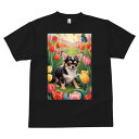 チワワ Tシャツ メンズ キッズ 犬ファン 半袖 春夏 犬柄 プリント カジュアル かわいい 人間用 個性派 ここだけのデザイン 面白 チューリップ チワワ 蝶