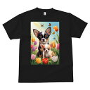 チワワ Tシャツ メンズ キッズ 犬ファン 半袖 春夏 犬柄 プリント カジュアル かわいい 人間用 個性派 ここだけのデザイン 面白 チューリップ チワワ 蝶
