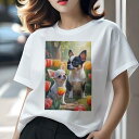 チワワ Tシャツ レディース 犬ファン 半袖 春夏 犬柄 プリント カジュアル かわいい 人間用 個性派 ここだけのデザイン 面白 チューリップ チワワ 花 春 庭