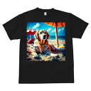 ゴールデンレトリバー Tシャツ メンズ キッズ 犬ファン 半袖 春夏 犬柄 プリント カジュアル かわいい 人間用 個性派 ここだけのデザイン 面白 ビーチ ゴールデンレトリバー 傘 海 休暇