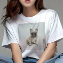 フレンチブルドッグ Tシャツ レディース 犬ファン 半袖 春夏 犬柄 プリント カジュアル かわいい 人間用 個性派 ここだけのデザイン 面白 メガネ フレンチブルドッグ