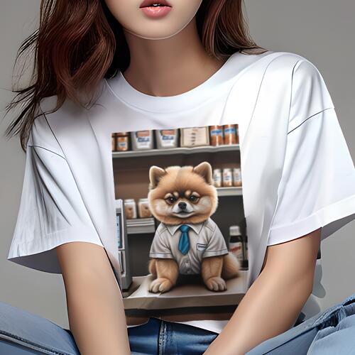 ポメラニアン Tシャツ レディース 犬ファン 半袖 春夏 犬柄 プリント カジュアル かわいい 人間用 個性派 ここだけのデザイン 面白 シ..