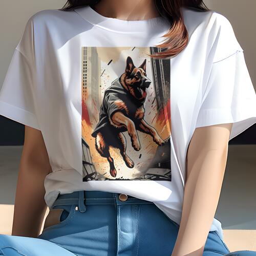 ジャーマンシェパードドッグ Tシャツ レディース 犬ファン 半袖 春夏 犬柄 プリント カジュアル かわい..