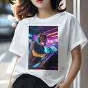 柴犬 Tシャツ レディース 犬ファン 半袖 春夏 犬柄 プリント カジュアル かわいい 人間用 個性派 ここだけのデザイン 面白 DJ 柴犬 音楽 クラブ ヘッドホン シンセサイザー