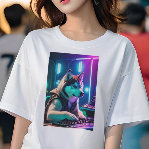 シベリアンハスキー Tシャツ レディース 犬ファン 半袖 春夏 犬柄 プリント カジュアル かわいい 人間..