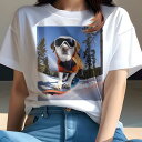 ミックス Tシャツ レディース 犬ファン 半袖 春夏 犬柄 プリント カジュアル かわいい 人間用 個性派 ここだけのデザイン 面白 スノーボード ミックス 雪山 スキーウェア ゴーグル