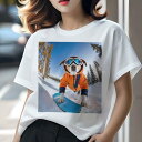 ミックス犬 Tシャツ レディース 犬ファン 半袖 春夏 犬柄 プリント カジュアル かわいい 人間用 個性派 ここだけのデザイン 面白 スノーボード ミックス犬 雪山 スキーウェア ゴーグル