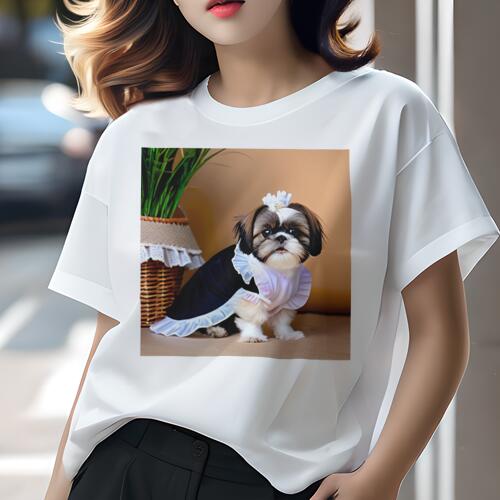 シーズー Tシャツ レディース 犬ファン 半袖 春夏 犬柄 プリント カジュアル かわいい 人間用 個性派 ..
