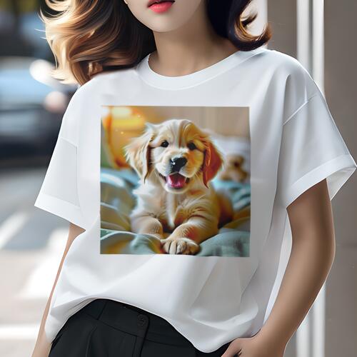 ゴールデンレトリバー Tシャツ レディース 犬ファン 半袖 春夏 犬柄 プリント カジュアル かわいい 人..