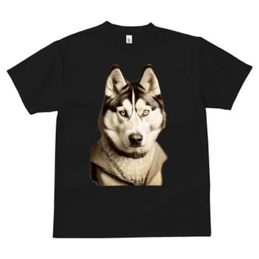 ブルー：青ホワイト：白ベージュ：茶色イエロー：黄色ライトピンク：桃色オートミール：グレー：灰 プリント クルーネック 大人カジュアル ペアTシャツ 親子ペアルック アニマル柄 ダンス 練習 運動 40代 30代 50代 シベリアンハスキー