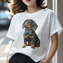 ダックスフンド Tシャツ レディース 犬ファン 半袖 春夏 犬柄 プリント カジュアル かわいい 人間用 個性派 ここだけのデザイン 面白 蝶ネクタイ ダックスフンド