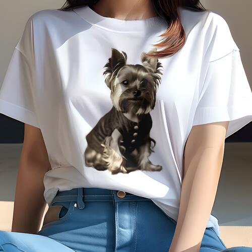 ヨークシャーテリア Tシャツ レディース 犬ファン 半袖 春夏 犬柄 プリント カジュアル かわいい 人間..