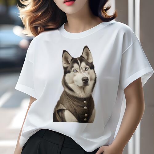 シベリアンハスキー Tシャツ レディース 犬ファン 半袖 春夏 犬柄 プリント カジュアル かわいい 人間..