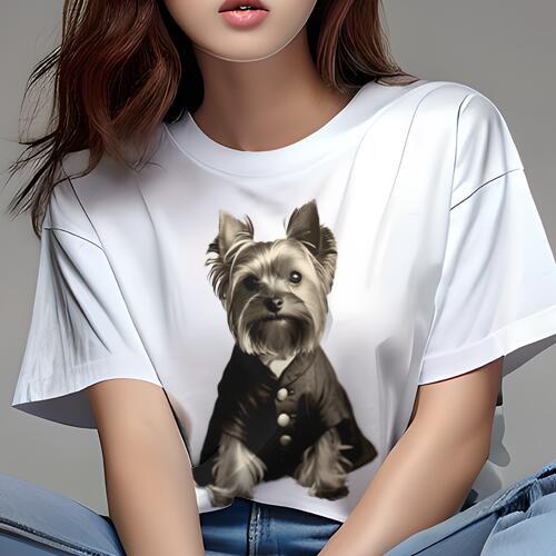 ヨークシャーテリア Tシャツ レディース 犬ファン 半袖 春夏 犬柄 プリント カジュアル かわいい 人間..