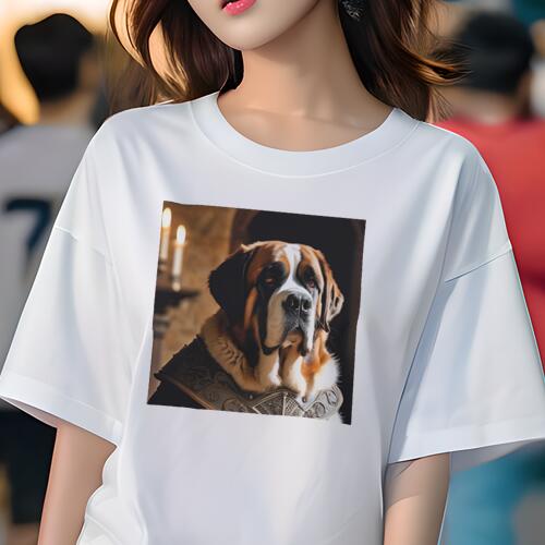 セントバーナード Tシャツ レディース 犬ファン 半袖 春夏 犬柄 プリント カジュアル かわいい 人間用 ..