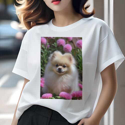 ポメラニアン Tシャツ レディース 犬ファン 半袖 春夏 犬柄 プリント カジュアル かわいい 人間用 個性..