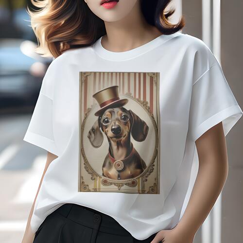 ダックスフンド Tシャツ レディース 犬ファン 半袖 春夏 犬柄 プリント カジュアル かわいい 人間用 個..