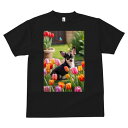 チワワ Tシャツ メンズ キッズ 犬ファン 半袖 春夏 犬柄 プリント カジュアル かわいい 人間用 個性派 ここだけのデザイン 面白 チューリップ チワワ 庭 蝶