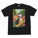 チワワ Tシャツ メンズ キッズ 犬ファン 半袖 春夏 犬柄 プリント カジュアル かわいい 人間用 個性派 ここだけのデザイン 面白 チューリップ チワワ 庭 蝶