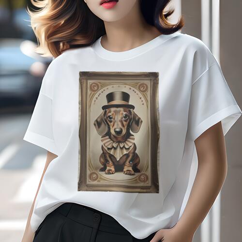 ダックスフント Tシャツ レディース 犬ファン 半袖 春夏 犬柄 プリント カジュアル かわいい 人間用 個..