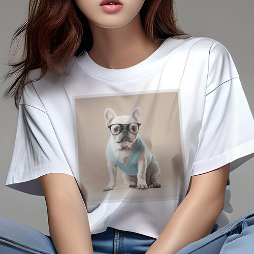 フレンチブルドッグ Tシャツ レディース 犬ファン 半袖 春夏 犬柄 プリント カジュアル かわいい 人間用 個性派 ここだけのデザイン 面白 メガネ フレンチブルドッグ 服