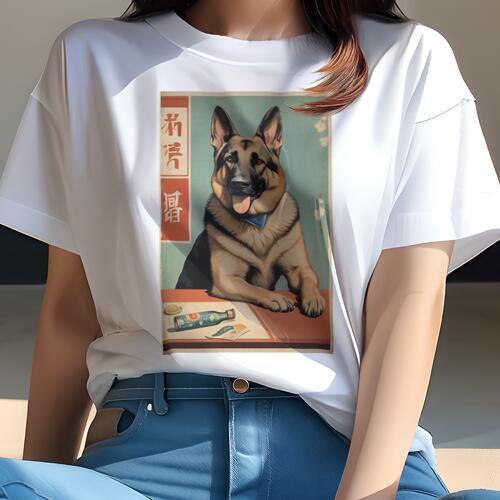ジャーマンシェパード Tシャツ レディース 犬ファン 半袖 春夏 犬柄 プリント カジュアル かわいい 人..