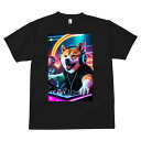 柴犬 Tシャツ メンズ キッズ 犬ファン 半袖 春夏 犬柄 プリント カジュアル かわいい 人間用 個性派 ここだけのデザイン 面白 DJ 柴犬 ヘッドホン ネオン