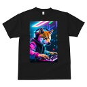 柴犬 Tシャツ メンズ キッズ 犬ファン 半袖 春夏 犬柄 プリント カジュアル かわいい 人間用 個性派 ここだけのデザイン 面白 ヘッドホン 柴犬 DJ 音楽 ネオン