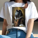 ニューファンドランド Tシャツ レディース 犬ファン 半袖 春夏 犬柄 プリント カジュアル かわいい 人間用 個性派 ここだけのデザイン 面白 肖像画 ニューファンドランド ルネサンス 王族 衣装