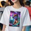 柴犬 Tシャツ レディース 犬ファン 半袖 春夏 犬柄 プリント カジュアル かわいい 人間用 個性派 ここだけのデザイン 面白 DJ 柴犬 ヘッドホン ネオン