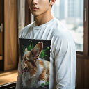 長袖Tシャツ 人間用 メンズ 秋春夏 プリント レジャー アウトドア カジュアル かわいい スプラッシュ コーギー 芸術 イラスト