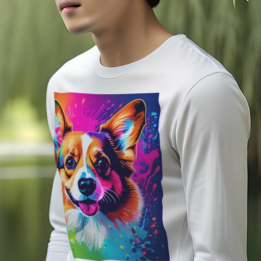 長袖Tシャツ 人間用 メンズ 秋春夏 プリント レジャー アウトドア カジュアル かわいい カラフル コーギー アート スプラッシュ 犬 ポップアート 長袖Tシャツ 人間用 メンズ 秋春夏 プリント レジャー アウトドア カジュアル かわいい カラフル コーギー アート スプラッシュ 犬 ポップアート