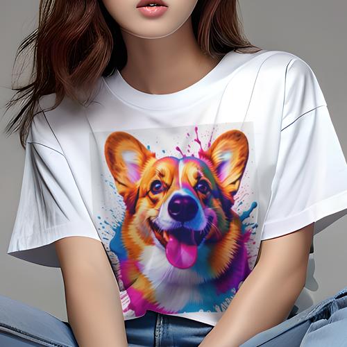 Tシャツ レディース 犬ファン 半袖 春夏 プリント カジュアル かわいい 人間用 フィットネス 色彩 コー..