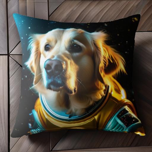宇宙 ゴールデンレトリバー 宇宙服 犬 クッションカバー 45×45cm アニマル柄 おしゃれ 可愛い クッション本体付き 正方形