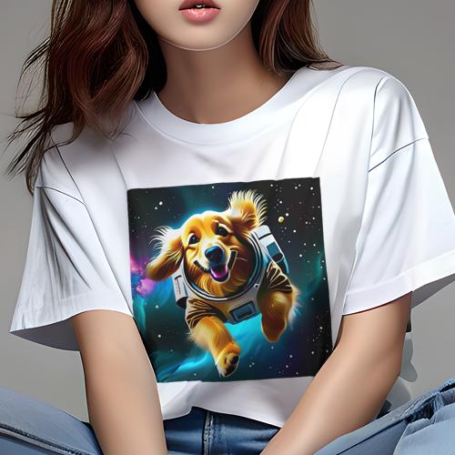 Tシャツ レディース 犬ファン 半袖 春夏 プリント カジュアル かわいい 人間用 フィットネス 宇宙 ゴールデンレトリバー 惑星 星 宇宙服 宇宙飛行士 Tシャツ レディース 犬ファン 半袖 春夏 プリント カジュアル かわいい 人間用 フィットネス 宇宙 ゴールデンレトリバー 惑星 星 宇宙服 宇宙飛行士