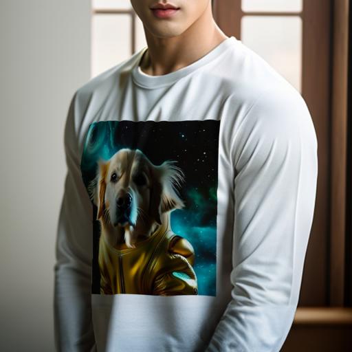 長袖Tシャツ 人間用 メンズ 秋春夏 プリント レジャー アウトドア カジュアル かわいい 宇宙 ゴールデンレトリバー スペーススーツ 惑星