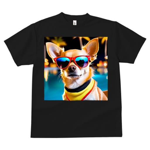 Tシャツ レディース 犬ファン 半袖 春夏 プリント カジュアル かわいい 人間用 フィットネス サングラス チワワ プール ヤシの木 夜景 カラフルな首輪