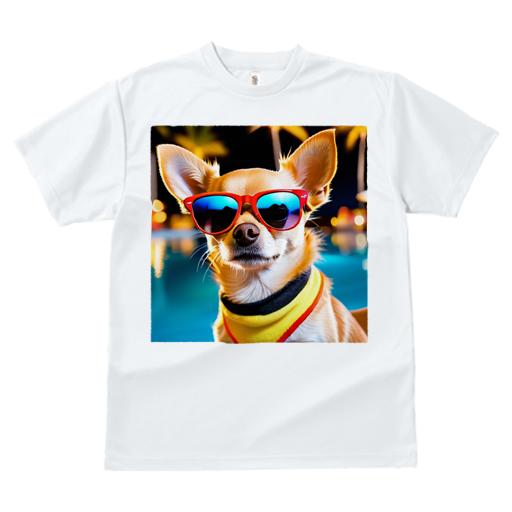 Tシャツ レディース 犬ファン 半袖 春夏 プリント カジュアル かわいい 人間用 フィットネス サングラス チワワ プール ヤシの木 夜景 カラフルな首輪