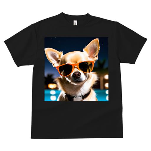 Tシャツ レディース 犬ファン 半袖 春夏 プリント カジュアル かわいい 人間用 フィットネス サングラス チワワ プールサイド 夜の空